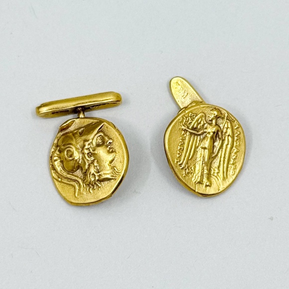 MMA Metropolitan Museum of Art Greek Coin gold tone cufflinks - GM72 - Picture 2 of 6